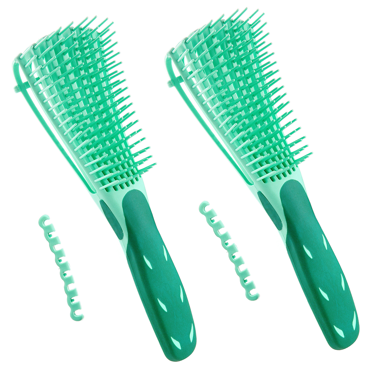 Keador Detangling Brush for Curly Hair, 2 Pack Detangling Brush for Afro America 3a to 4c Kinky Wavy, Curly, Coily Hair, Knots Detangler Easy to Clean (Green) 